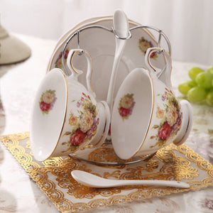 
                  
                    Luxury Ceramic Mark Gold Rim Tea Cup and Saucer Spoon Set
                  
                