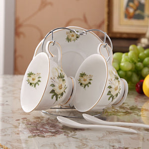 
                  
                    Luxury Ceramic Mark Gold Rim Tea Cup and Saucer Spoon Set
                  
                