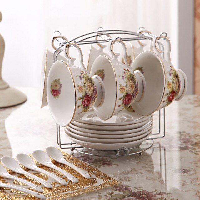 
                  
                    Luxury Ceramic Mark Gold Rim Tea Cup and Saucer Spoon Set
                  
                