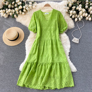 
                  
                    Bohemian Openwork Embroidered Women's Dress
                  
                