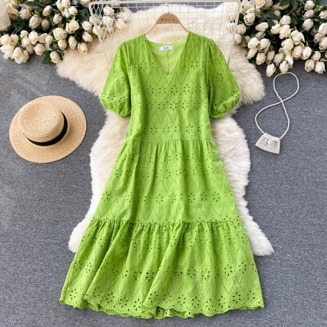 
                  
                    Bohemian Openwork Embroidered Women's Dress
                  
                