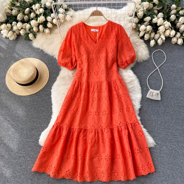 
                  
                    Bohemian Openwork Embroidered Women's Dress
                  
                