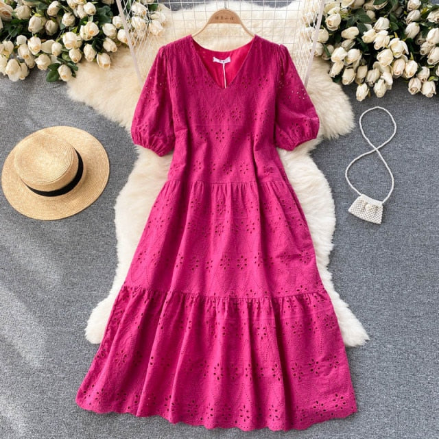 
                  
                    Bohemian Openwork Embroidered Women's Dress
                  
                