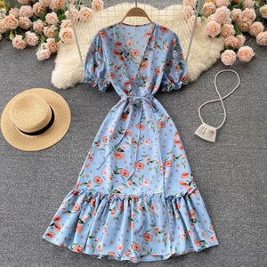 
                  
                    Women's Puff Sleeve Floral Print Beach Summer Dress
                  
                