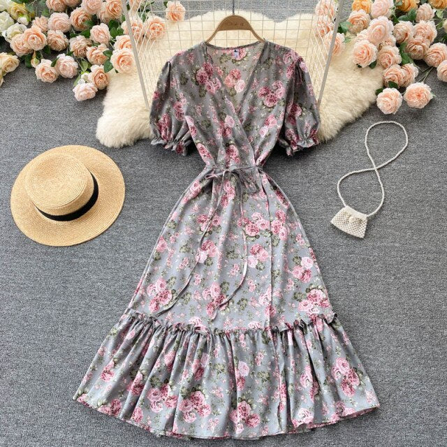 
                  
                    Women's Puff Sleeve Floral Print Beach Summer Dress
                  
                