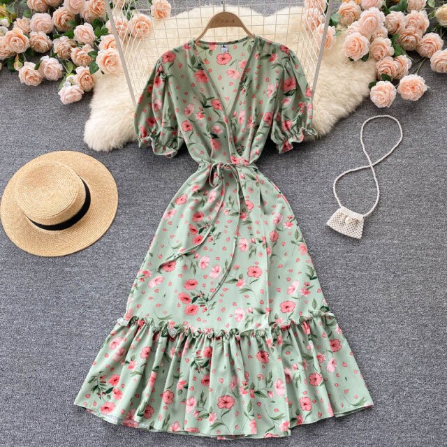 
                  
                    Women's Puff Sleeve Floral Print Beach Summer Dress
                  
                