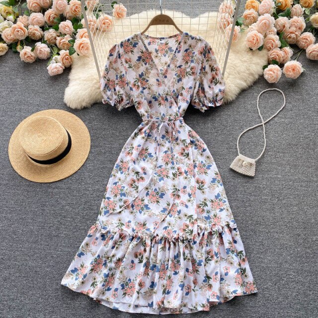 
                  
                    Women's Puff Sleeve Floral Print Beach Summer Dress
                  
                