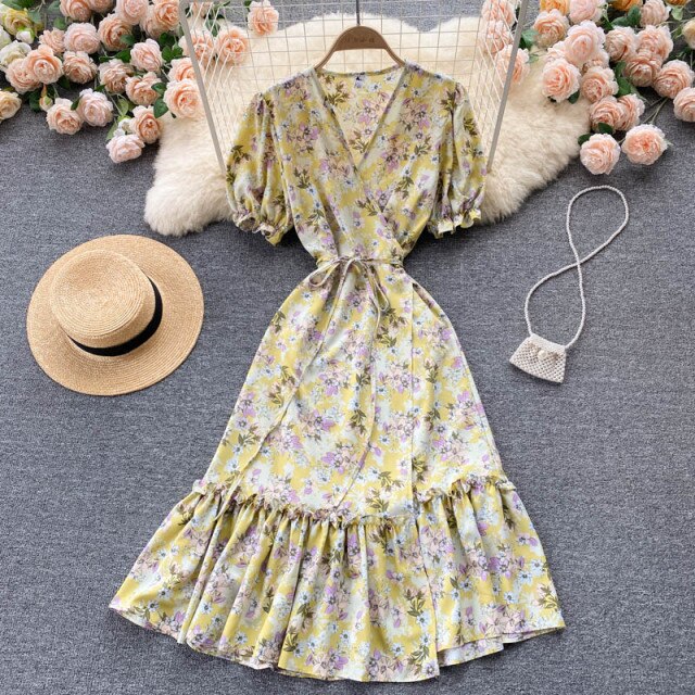 
                  
                    Women's Puff Sleeve Floral Print Beach Summer Dress
                  
                