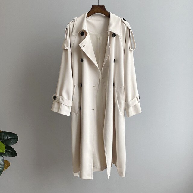 
                  
                    Women's Long Trench Coat With Belt & Turn Down Collar
                  
                