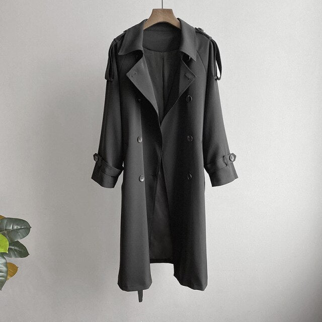 
                  
                    Women's Long Trench Coat With Belt & Turn Down Collar
                  
                