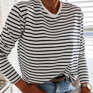 
                  
                    Women's Autumn Long Sleeve T Shirt O-Neck Striped Cotton Tops
                  
                