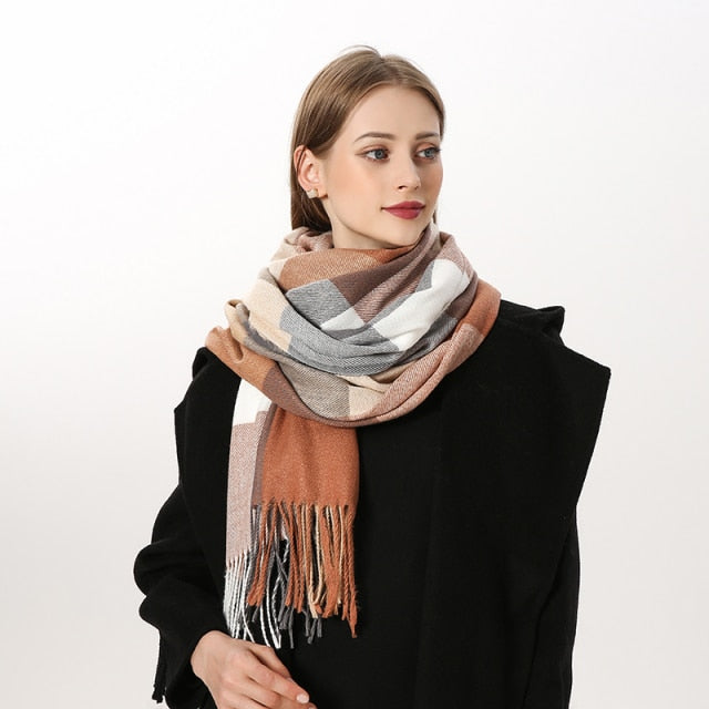 
                  
                    Luxury Plaid Winter Cashmere Women's Scarf
                  
                